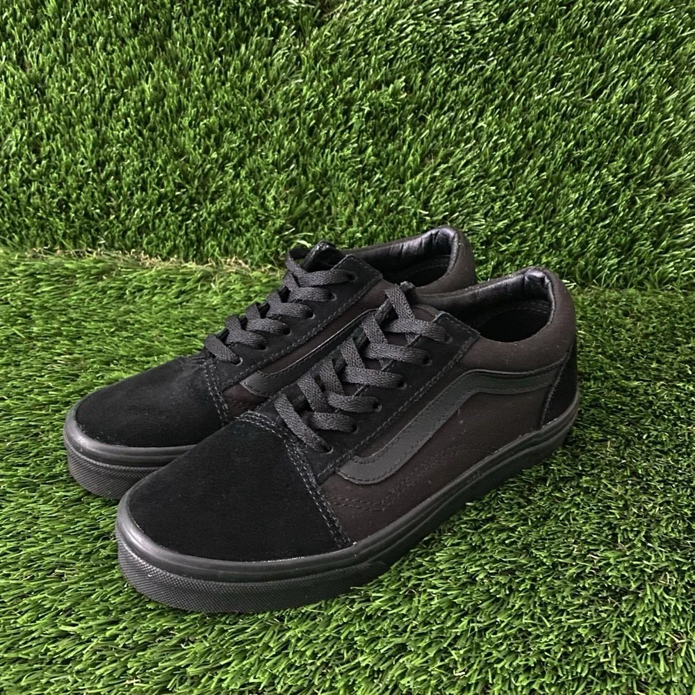 Vans Old Skool Sneaker‎ Shoe Triple Black Suede Canvas Youth Size 3 Sk8